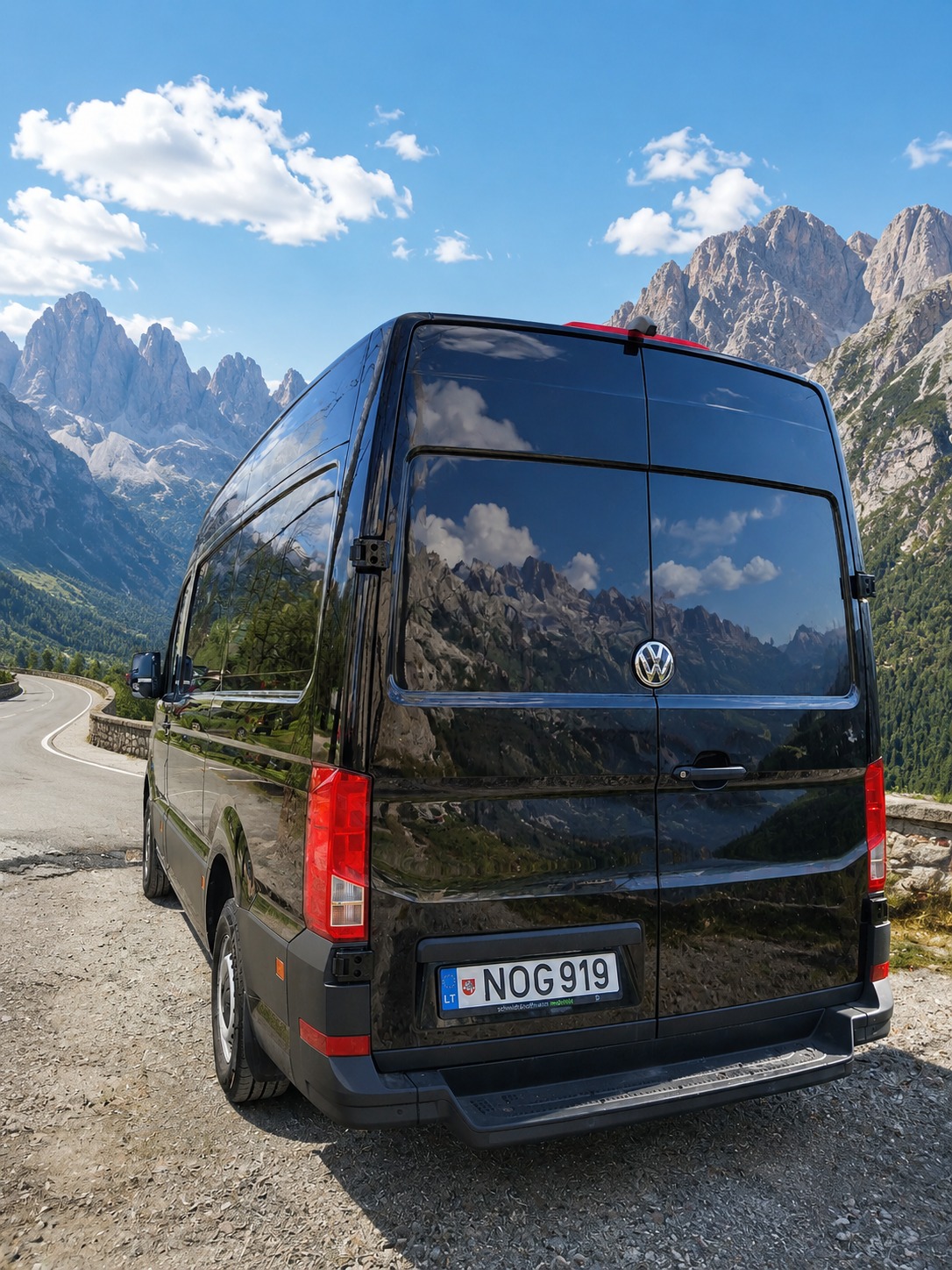 Rear view of the van